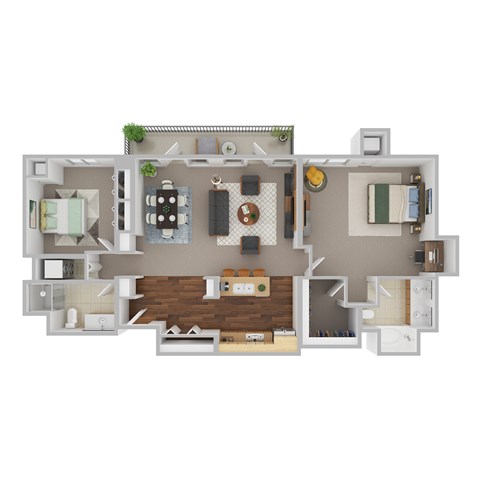 Floor plan for 2 beds, 2 baths, 1531 sqft